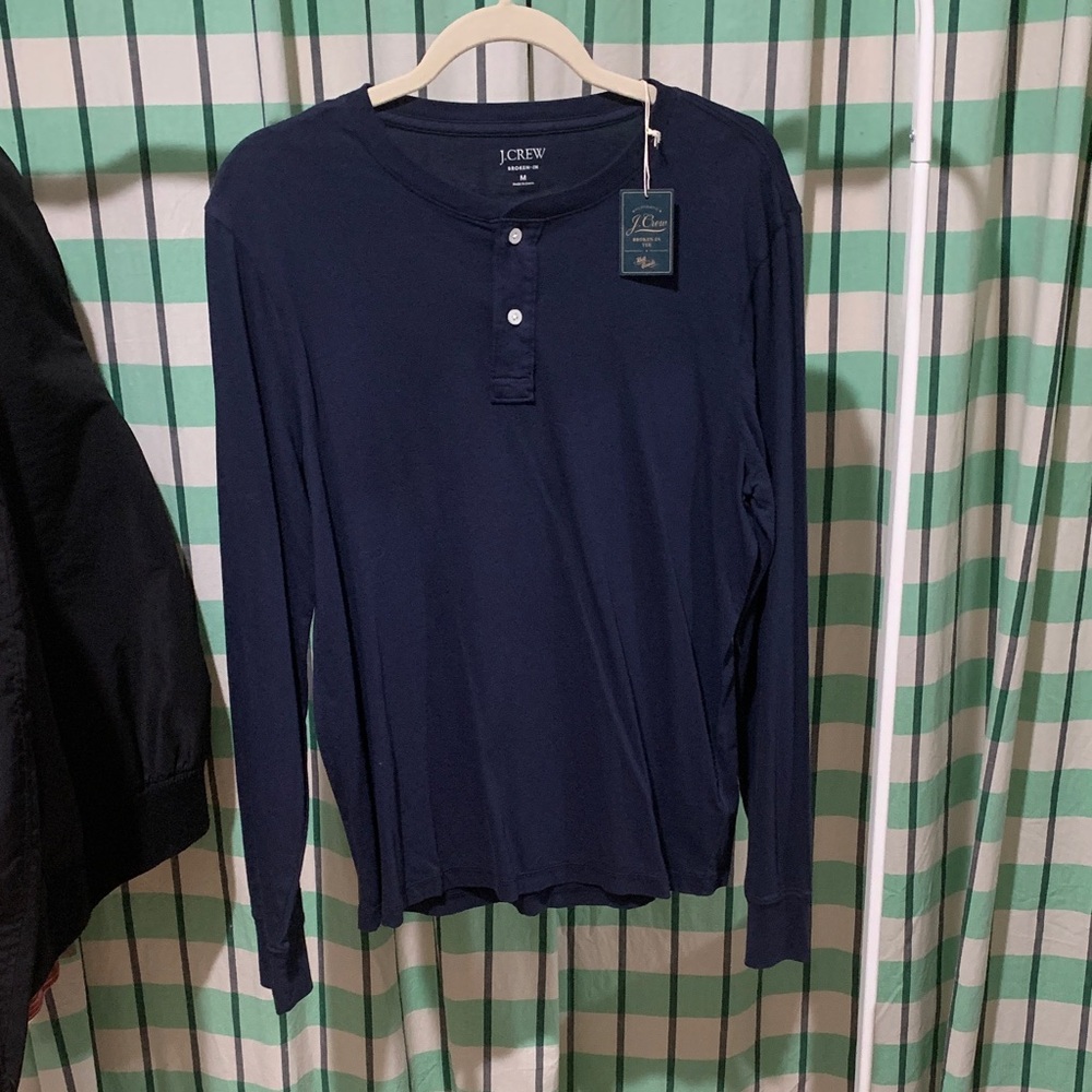 J. Crew Men's Dark Blue Long Sleeve Henley